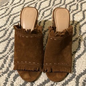 Tory Burch Huntington Brown Suede Heels